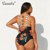 SEASELFIE Plus Size Underwire Push Up Print One Piece Swimsuit Women Large Size Monokini Bathing Suit 2021 New Beach Swimwear