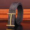 Black H letter Men's Belt 3.8cm Wide And High Quality Designer Casual Leather Fashion Belt Sliding Buckle Leather