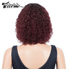Trueme Short Wig With Bangs Kinky Curly Human Hair Bob Wigs For Women Fashion Curly Full Wig Remy Ombre 99J Brown Color