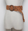 Vintage Wide Bohemian Belts For Women Round Wood Buckle Woven Braided Rope Belt Female Casual Crochet Boho Dress Waistband 109
