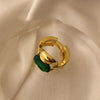 925 Sterling Silver Party Rings France Gold Plated Vintage Green Stone Elegant Bride Jewelry Gifts For Women Couples
