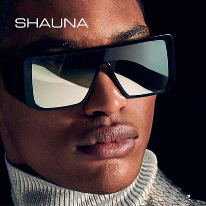 SHAUNA Square Punk Sunglasses Men Double Lens Windproof One Pieces Lens Eyewear Women Flat Top Cool Retro Goggle Sun Glasses Men
