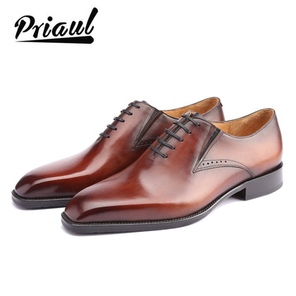 Dress Shoes Men Genuine Leather Vintage Retro Wedding Office Fashion Formal Wedding Party Oxford Shoes