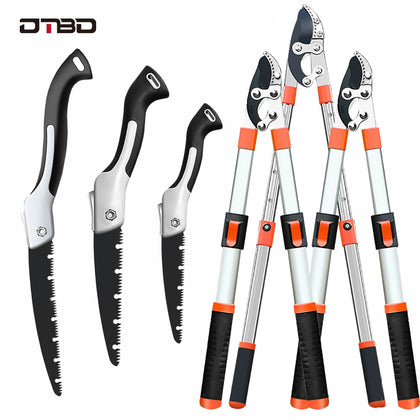 DTBD Folding Saw Set Heavy Duty Extra Long Blade Hand Saw For Wood Camping Telescopic Tree Secateur Tool Pruning Shears Set