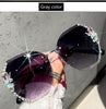 2021 Fashion Brand Design Vintage Rimless Rhinestone Sunglasses Women Men Retro Cutting Lens Gradient Sun Glasses Female UV400