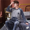 2020 Winter Long Sleeve Thick Warm Flannel Pajama Sets for Men Coral Velvet Sleepwear Suit Pyjamas Lounge Homewear Home Clothes