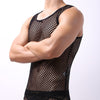 Sexy Fishnet Mens Undershirts Sleepwear Mesh Transparent Tank Tops Camiseta Sleeveless Shirts Fitness Casual Slip Homme Tops Tee