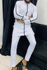 African Fashion Man Pant Sets O-neck Top Match Elastic Waist Trouser Senator Style Men's Dashiki Patchwork White Black Mix Shirt