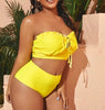 Plus Size High Waist Bikini Swimwear Women 2021 Sexy Ruffle Cut Out Push Up Swimsuit Female Solid Bathing Suit Summer Beach Wear