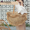 Bohemian Round Tassel Women Straw Bag Designer Spike Paper Rattan Shoulder Bags Large Casual Handbags Summer Beach Woven Purses