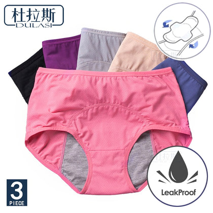 3pcs/Set Menstrual Panties Women Sexy Pants Leak Proof Incontinence Underwear Period Proof Cotton Briefs High Waist Warm Female