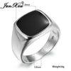 Vintage Mens Black Stone Geometric Rings For Men White Gold Yellow Gold Color Big Wedding Bands Male Engagement Party Jewelry