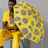 African Windproof UV Ankara Print Umbrellas Three Folding Automatic Sun Umbrella with Black Coating for Business Paraguas