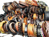 MixMax 50pcs/pack assorted retro Handmade men's top Genuine Leather tribal surfer cuff bracelets mix styles