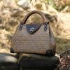 Vintage wooden handle woven handbag weaving straw bag ladies hand bags