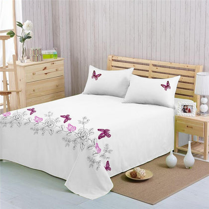 Luxury 3pc Bed Sheet -Hotel Quality Soft Cotton Embroidered Sheets Hypoallergenic - King