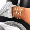 Modyle Fashion Bohemia Gold Color Leaf Crystal Heart Link Chain Charm Bracelet Bangle for Women Bracelets Femme Jewelry