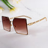 2021 New Fashion Oversize Gradient Sunglasses For Women Vintage Alloy Chain Frame Rivet Square Sun Glasses Female Elegant Shades