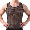 Sexy Fishnet Mens Undershirts Sleepwear Mesh Transparent Tank Tops Camiseta Sleeveless Shirts Fitness Casual Slip Homme Tops Tee