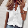 3XL Summer Short Sleeve Printed Blouse Shirt Women Sexy Ruffle V-Neck Shirts Pullover Elegant Office Lady Blusa Tops Streetwear - Surprise store