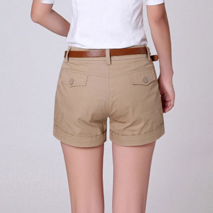 Korean Style Summer Woman Casual Shorts Plus Size S-2XL New Fashion Design Lady Casual Short Solid Color Khaki / White KH804247