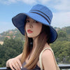 Women Sun Hat Bucket Cap Summer Beach Wide Brim With Chin Strap Foldable Travel Fashion Outdoor UV Protection Double Sided - Surprise store