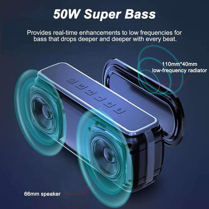 50W bluetooth Speaker Column Soundbar Portable bluetooth 5.0 IPX5 Waterproof TWS Heavy Bass Loundspeaker Subwoofer Boomboxes - Surprise store