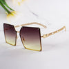 2021 New Fashion Oversize Gradient Sunglasses For Women Vintage Alloy Chain Frame Rivet Square Sun Glasses Female Elegant Shades