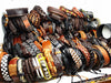 MixMax 50pcs/pack assorted retro Handmade men's top Genuine Leather tribal surfer cuff bracelets mix styles