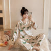 Silk Pajamas Women Cartoons Pajamas for Women Summer Nightwear Plus Size Pajama Two Piece Set Satin Silk Pyjamas Loungewear