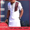 Men T-Shirt Short Sleeve Mid-Length Color Block Patchwork Summer African Fashion Undefined Top Oversize Young Male Tee Clothing