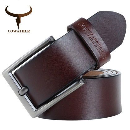 COWATHER 2021 men belt cow genuine leather luxury strap male belts for men new fashion classic vintage pin buckle dropshipping