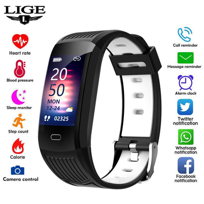 LIGE New Men Smart Watch Fitness Tracking Smart Wristband Heart Rate Monitoring IP68 Waterproof Women Sports Tracker Bracelet