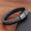 Punk Threaded Button Metal Weaving Bracelet for Men Women Stainless Steel Twining Classic Style Charm Black High Quality