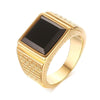 American Popular Men's Classic Ring Rock Style Jewelry Black Zircon Gold Color Ring