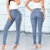 Boyfriend Skinny Jeans For Women Sexy Lace Up Hollow Out Push Up Jeans High Waist Stretchy Denim Jeans Pants Plus Size