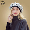 FS 100% Wool Women Berets For Autumn Winter White French Artist Hat Vintage Girls Painter Hats Beret Femme Female Warm Cap 2020