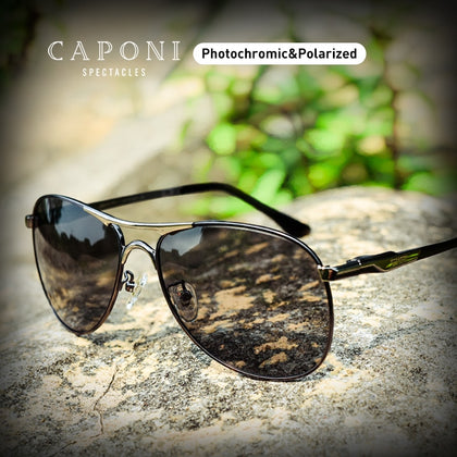 CAPONI Driving Photochromic High Quality Sunglasses Polarized Classic Brand Sun Glasses for Men oculos de sol masculino CP8722