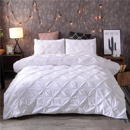 White Duvet Cover Set Pinch Pleat 2/3pcs Twin/Queen/King Size Bedclothes Bedding Sets Luxury Home Hotel Use(no filling no sheet)