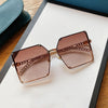 2021 New Fashion Oversize Gradient Sunglasses For Women Vintage Alloy Chain Frame Rivet Square Sun Glasses Female Elegant Shades