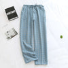 Couple Japanese Sleep Bottoms Plaid Simple Lattice Pajama Pants Women Men 100% Cotton Yarn Home Clothes Elastic Waist Sleepwear