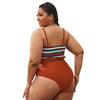 Women Plus Size 3XL 4XL Swimming Suit Summer Striped Print Bandeau Bikini Top High Waist Swimwear Bottom Large Beachwear Biquini
