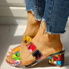 Sandals Women Square Heels Summer Sandals Peep Toe Ladies Multi Colors Wedge Shoes Sandalias de Verano Para Mujer
