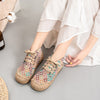 Handmade Women Linen Shoes Ankle Boots Cotton Espadrilles Bohemian Plaid Ladies Casual Flats Platform Sneaker Shoes Woman