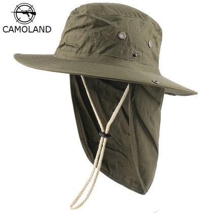 CAMOLAND Women Summer Sun Hats With Neck Flap Outdoor UV Protection Fishing Hat For Men Bucket Cap Wide Brim Hiking Hats