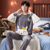 2020 Winter Long Sleeve Thick Warm Flannel Pajama Sets for Men Coral Velvet Sleepwear Suit Pyjamas Lounge Homewear Home Clothes