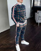 Men Tracksuit Men's Sets Two-piece Striped Lattice Suit Zipper Jacket+Fashion Small Trouser High Quality Slim Classic Sportswear - Surprise store