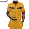 African Men Clothing Ankara Pants Set Dashiki Shirt 2 Piece Outfit Crop Top Attire Short Sleeve Casual AFRIPRIDE A1916030