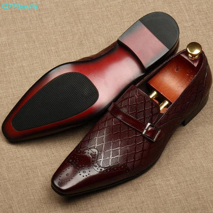 QYFCIOUFU Flat Italy Handmade formal shoes men Fashion Party Wedding Office Male Dress Shoe Genuine Leather oxford shoes for men - Surprise store