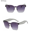 Candy Color Cat Eye Sunglasses Women Clear Lens Big Frame Shades Acetate Eyewear Ladies One Piece Rivet Sexy Sun Glasses Female